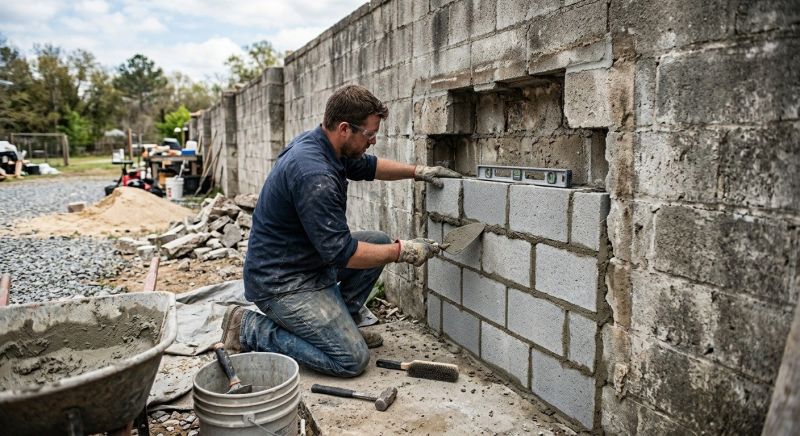 Cinder Block Wall Repair in Cypress, TX