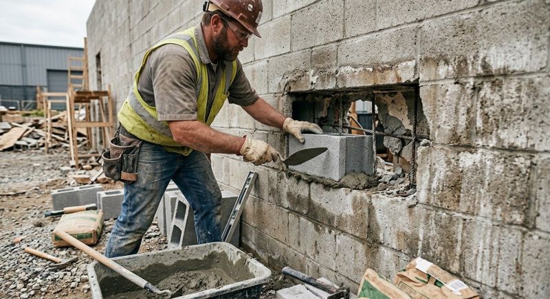 Cinder Block Wall Repair in Magnolia, TX