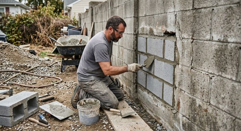 Cinder Block Wall Repair in Montgomery County, TX